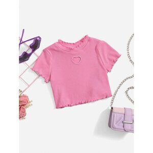 NEW‎ SHEIN Baby Heart Cut Out Lettuce Trim Top Size 2-3Y